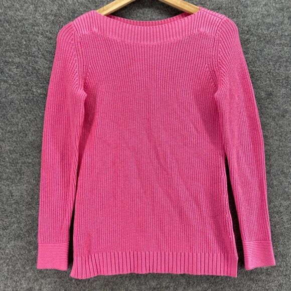 5/$45 Talbots Sweater Pullover Women PS Petite Pink Knit Long Sleeve Cotton - Picture 4 of 9